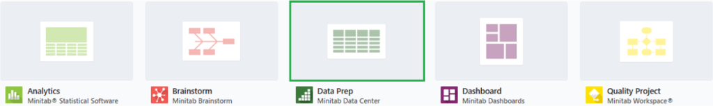 Minitab Solution Center – päänäkymä.