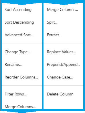 Datasarakkeiden muokkaustyökaluja.