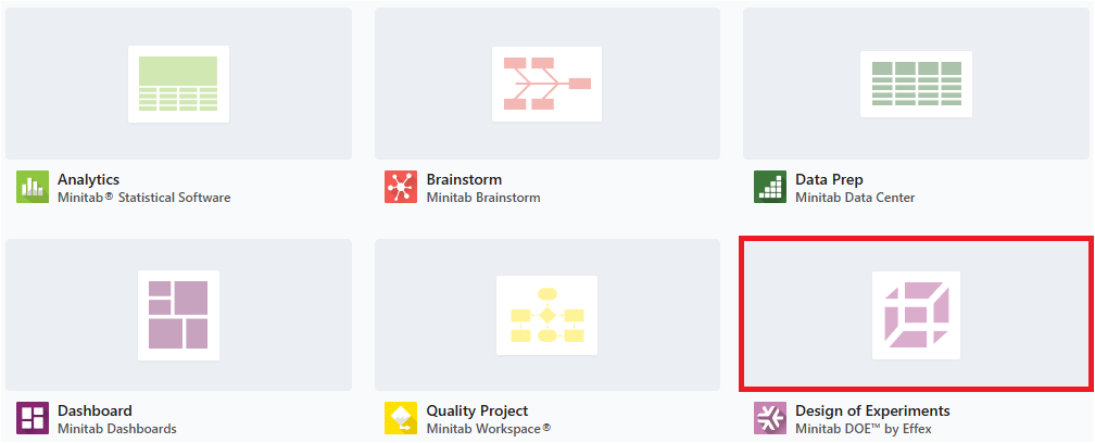 Minitab DOE by Effex -linkki Minitab Solution Centerissä.